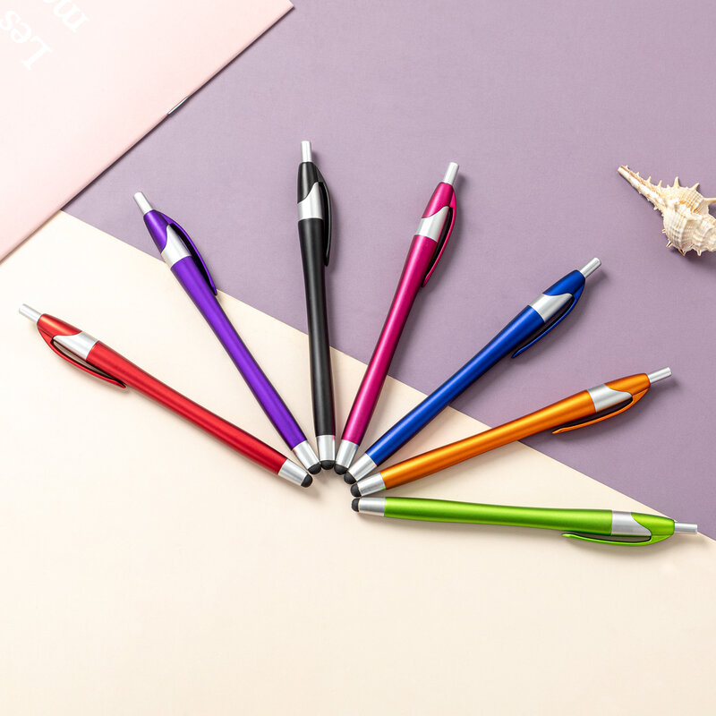 Bolígrafo de plástico de 50 piezas para escribir, bolígrafos con pantalla táctil, papelería, suministros escolares