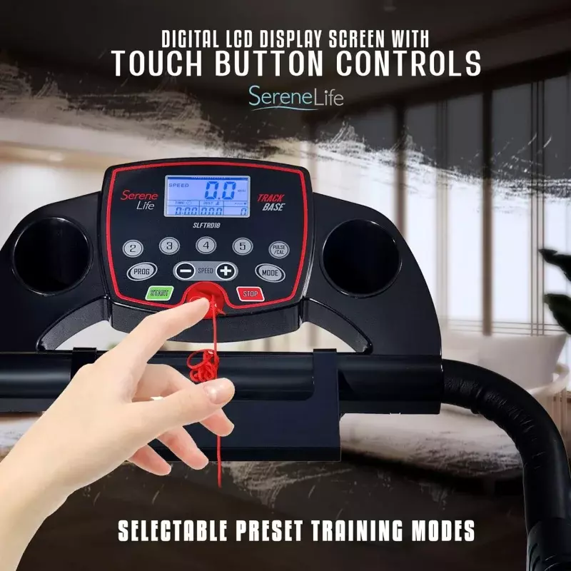 SereneLife-cinta de correr plegable para el hogar, equipo de Fitness con LCD para caminar y correr, máquina de ejercicios de Cardio, 12