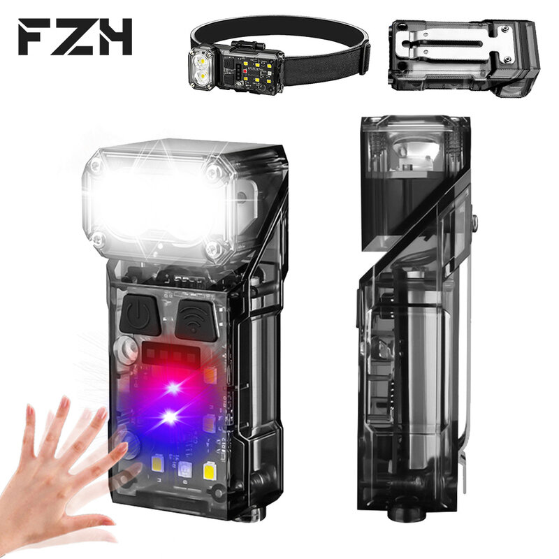 Portátil recarregável lanterna LED, Mini EDC, cabeça do sensor, Cap Clip Light, ao ar livre, pesca, Camping lanterna, luz de trabalho