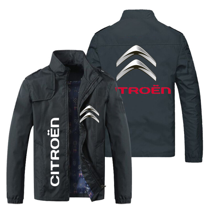 Spring and Autumn New Men's Street Sports Printed Jacket Hip Hop Youth Outdoor Citroen Car Logo Machine Hooded Windproof Jacket