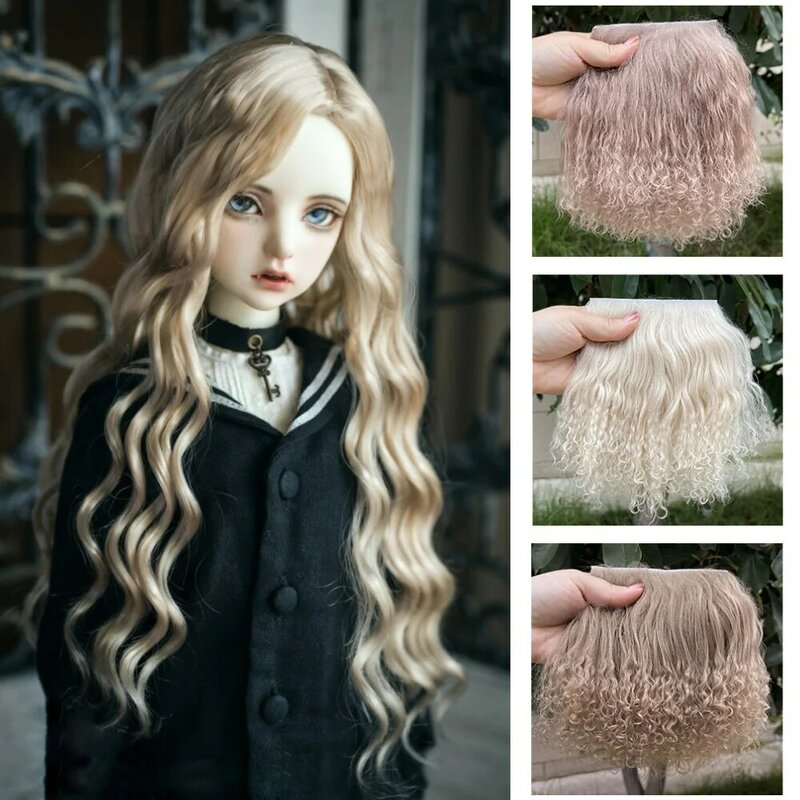 Extensiones de pelo rizado de lana de piel de oveja para muñecas BJD SD Blyth, accesorios para el cabello, tela de piel de Mongolia para juguetes, venta al por mayor