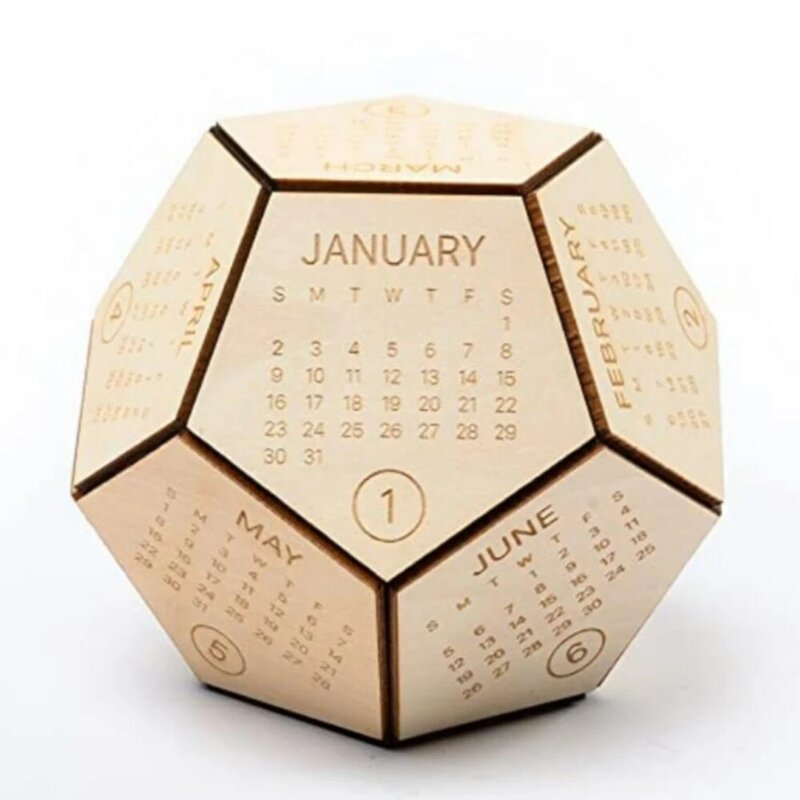 Calendar 2022 Office Wooden Spherical Geometric Desk Calendar Schedule Table Planner Yearly Organizer Office School Supplies