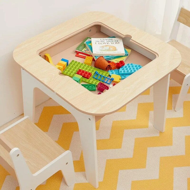 Ideal for Children's Learning Kids Table and Chair Set White Activity Table