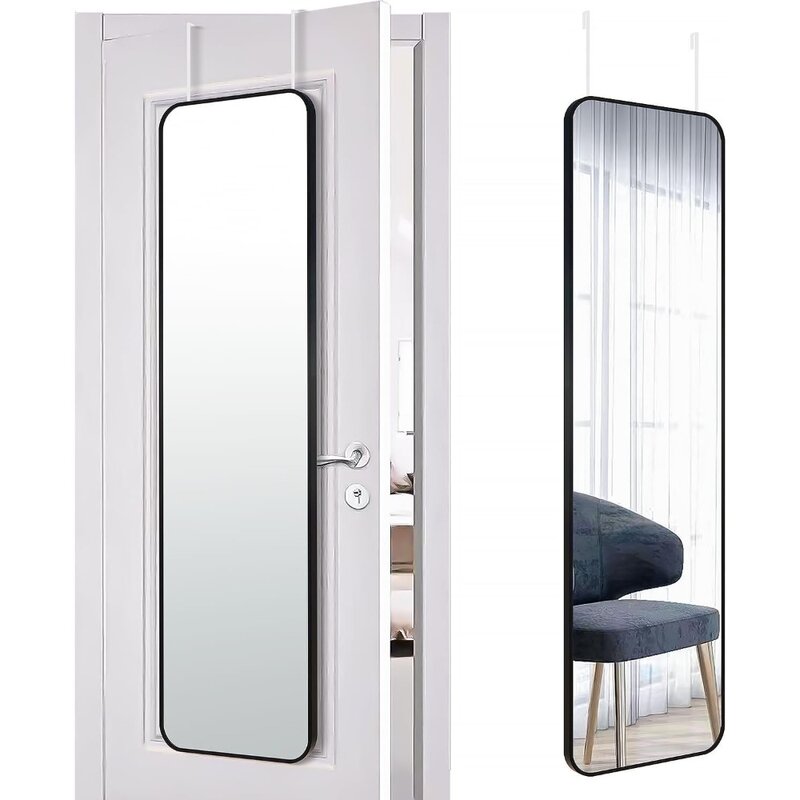Specchio rettangolo a figura intera porta del corpo appeso a parete in lega di alluminio struttura in metallo HD trucco per medicazione in vetro per camera da letto