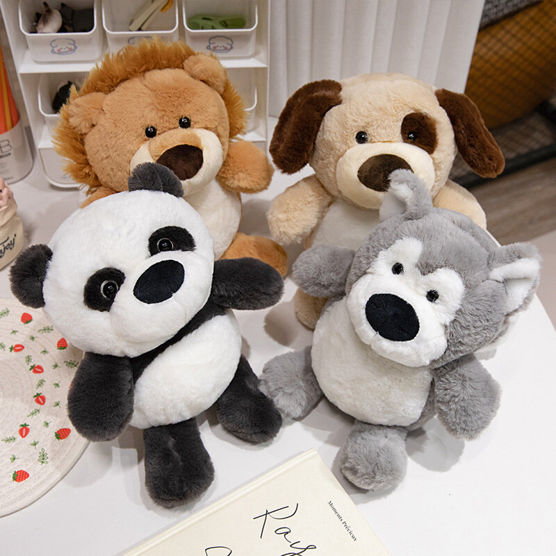 Juguetes de peluche de Husky Panda, animales del bosque, muñeca de León, peluche suave, regalo de cumpleaños, amigo encantador, 35-55cm