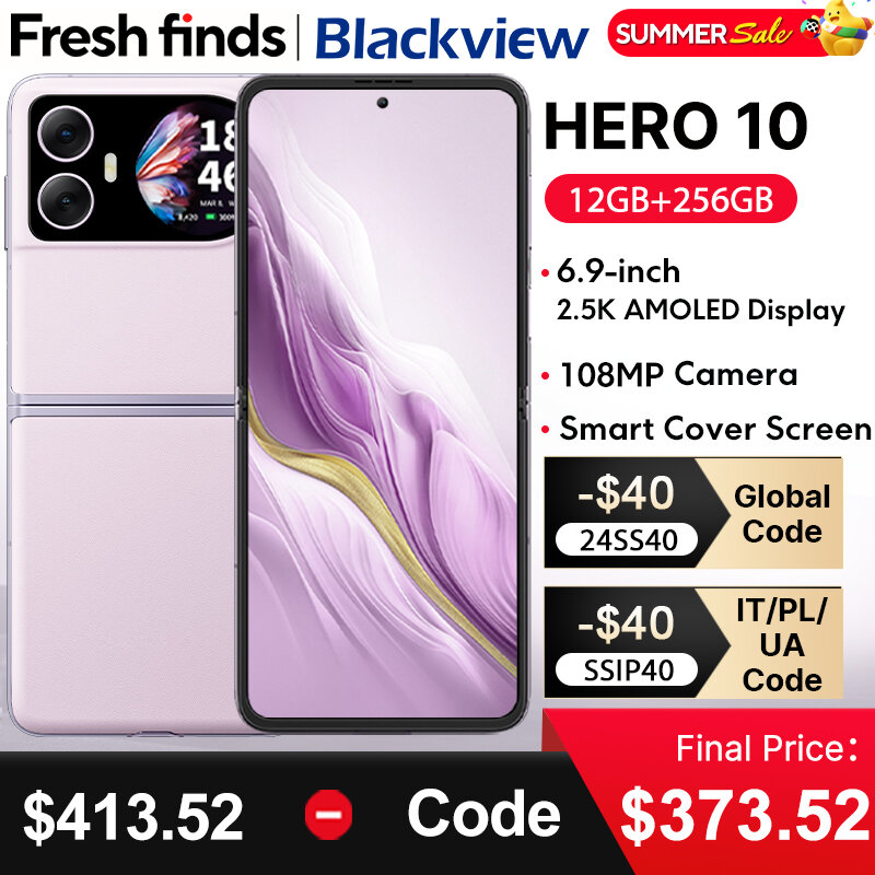 Blackview HERO 10 Smartphone, Estreia Mundial, Tela Dobrável AMOLED, MTK Helio G99, Câmera 108MP, 6,9 ", 12GB + 256GB, Carregamento 45W