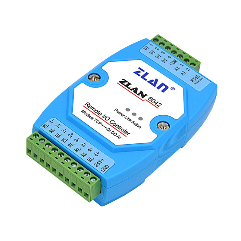 ZLAN6042 sieciowy zdalny Ethernet RJ45 Port IO kontroler Modbus TCP/RTU 4 kanały akwizycji A/D moduł I/O