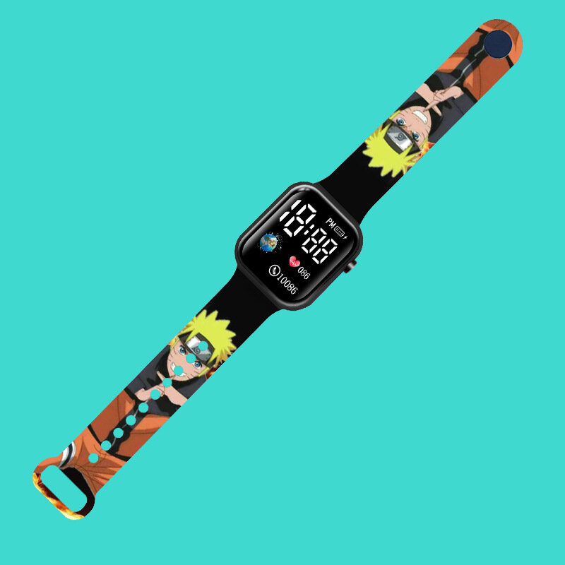 Новинка детские часы Sasuke Luffy Goku Zoro с мультяшным принтом на ремешке светодиодные квадратные водонепроницаемые электронные часы для мальчиков и девочек Подарки на день рождения