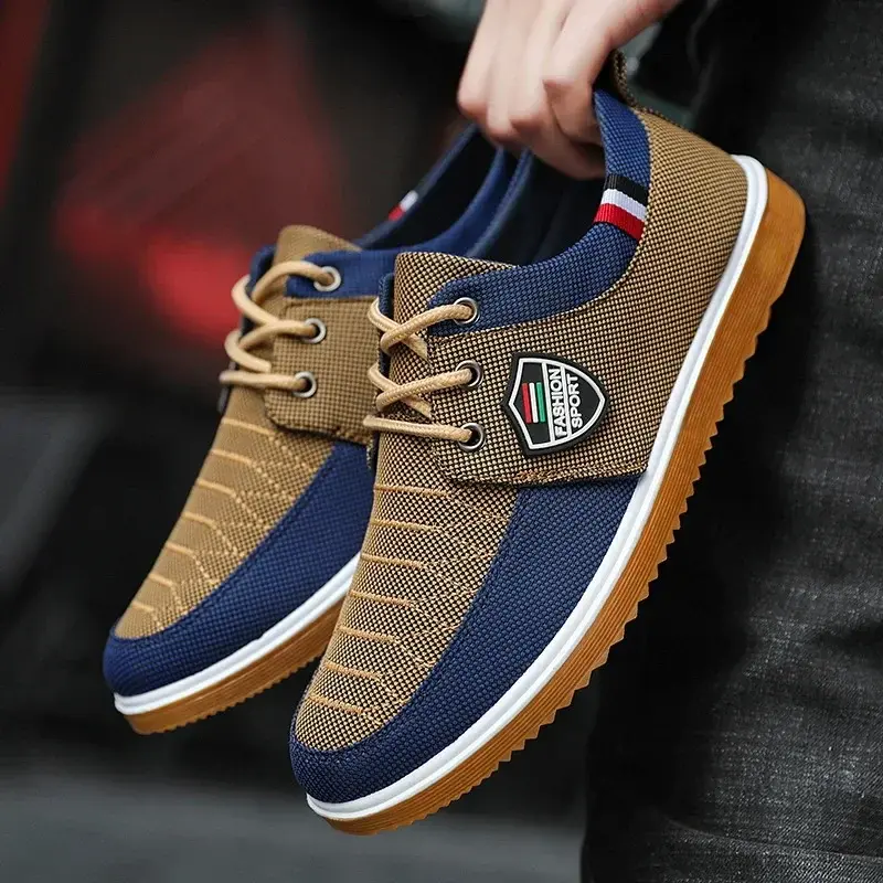Men's Casual Shoes Breathable British Man Sneakers Comfortable Soft Walking Flats Working Peas Shoes for Men Canvas 2024