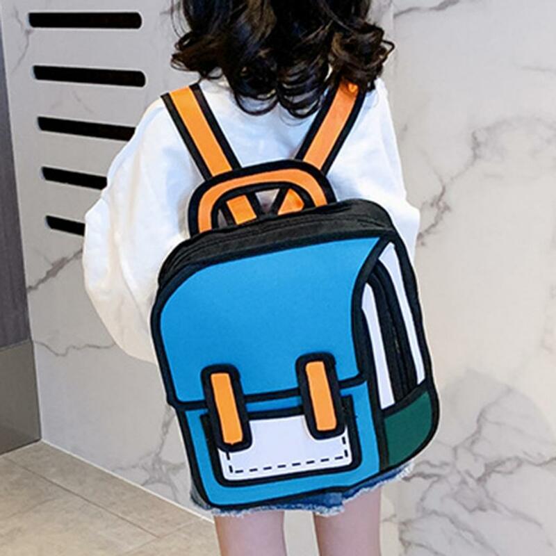Студенческий рюкзак, милый мультяшный водонепроницаемый гладкий рюкзак на молнии для хранения книг, унисекс, 2D, для девочек и мальчиков, рюкзак для путешествий