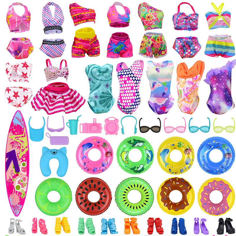 Conjunto de ropa para muñeca Barbie, traje de baño, accesorios de Bikini, zapatos, botas, monopatín, 40 unidades