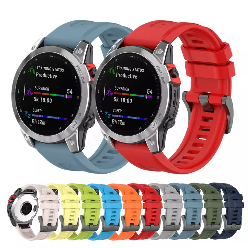 Silicone Quickfit Band Straps For Garmin Fenix 7X 6X 5X 7S 6S 5S 7 6 5 3HR Forerunner935 945 Smartwatch Bracelet Sport Wristband