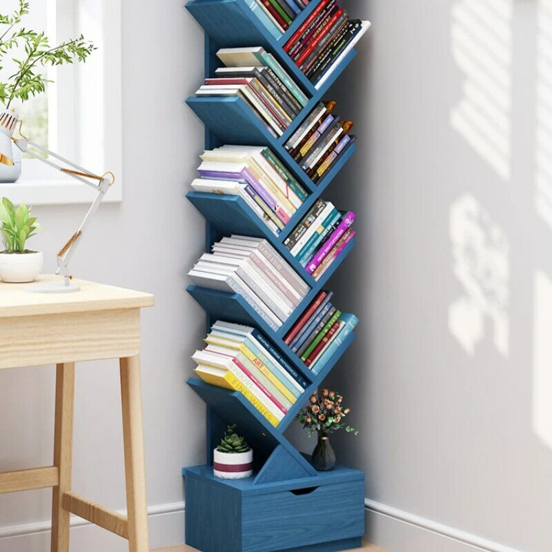 Simple modern children's bookshelf shelf floor against the wall tree simple small living room bookcase