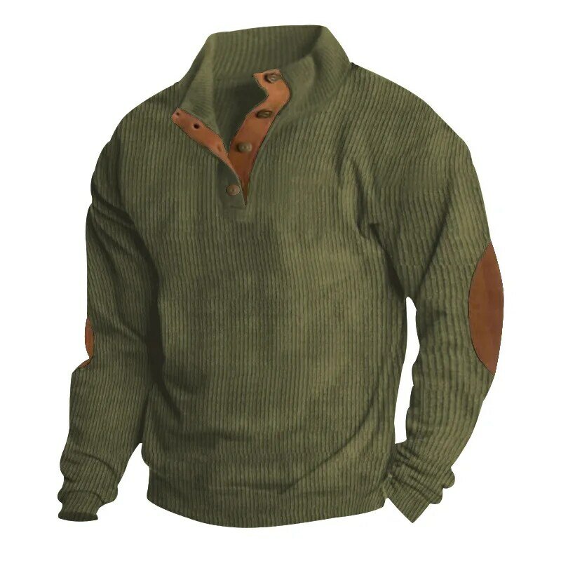 2024 Men Contrast Patchwork Sweatshirt Mens Hoodies Casual Loose Long Sleeve Sweatshirts Autumn Male Button Stand Collar Tops
