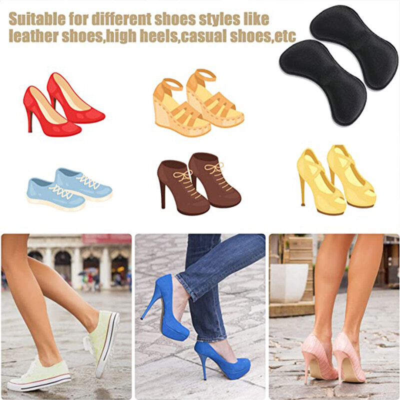 Almofadas autoadesivas para homens e mulheres, protetor de pés, sapatos de couro, palmilhas de inserção, tipo 2, preto, 3 pares