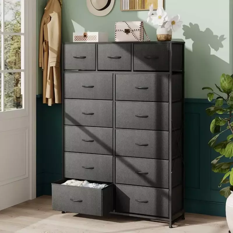 Fabric Dresser for Bedroom Tall Dresser for Bedroom With 13 Drawers Furnitures Nursery Toilet Furniture Makeup Table Steel Frame