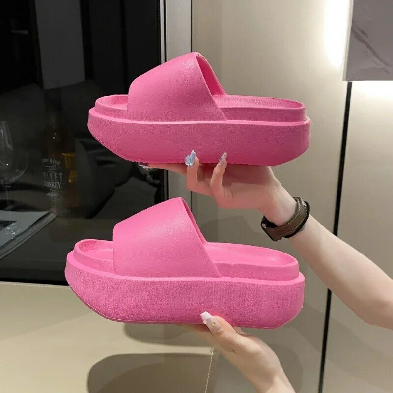 6cm New Thick Sole EVA Slippers for Women Fashion Home Platform Slippers for Summer Outwear Non Slip Elevated Slippers for Women