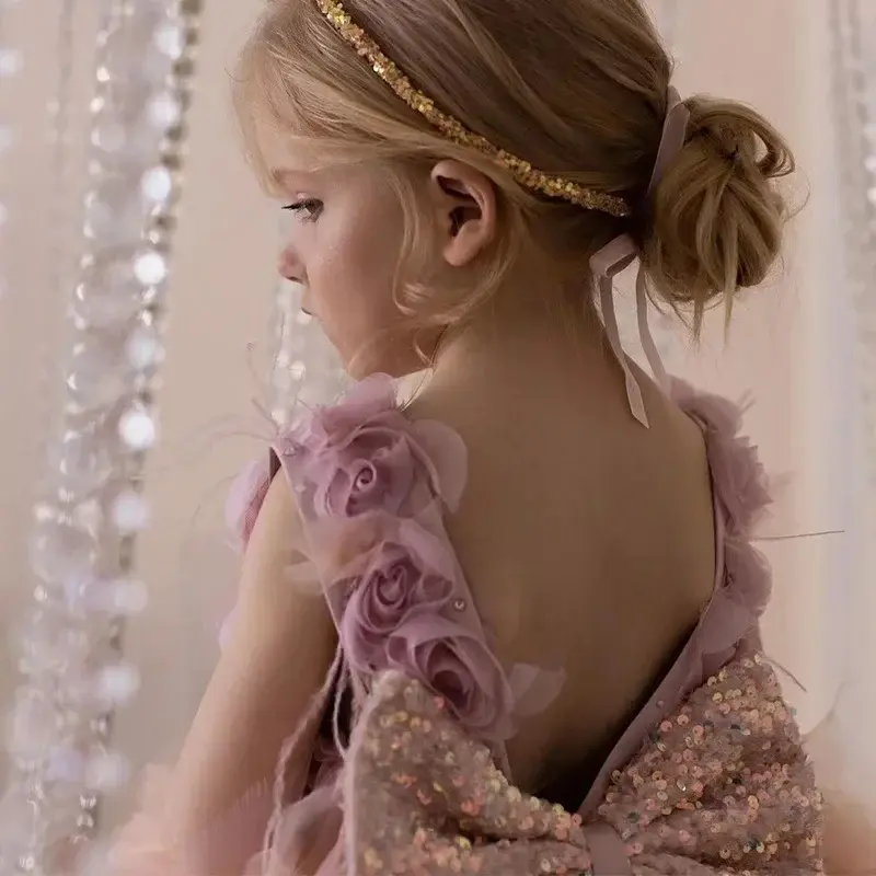 Vestido de princesa de un año para niños, traje de hada rosa, estilo occidental, vestido de baile para niñas