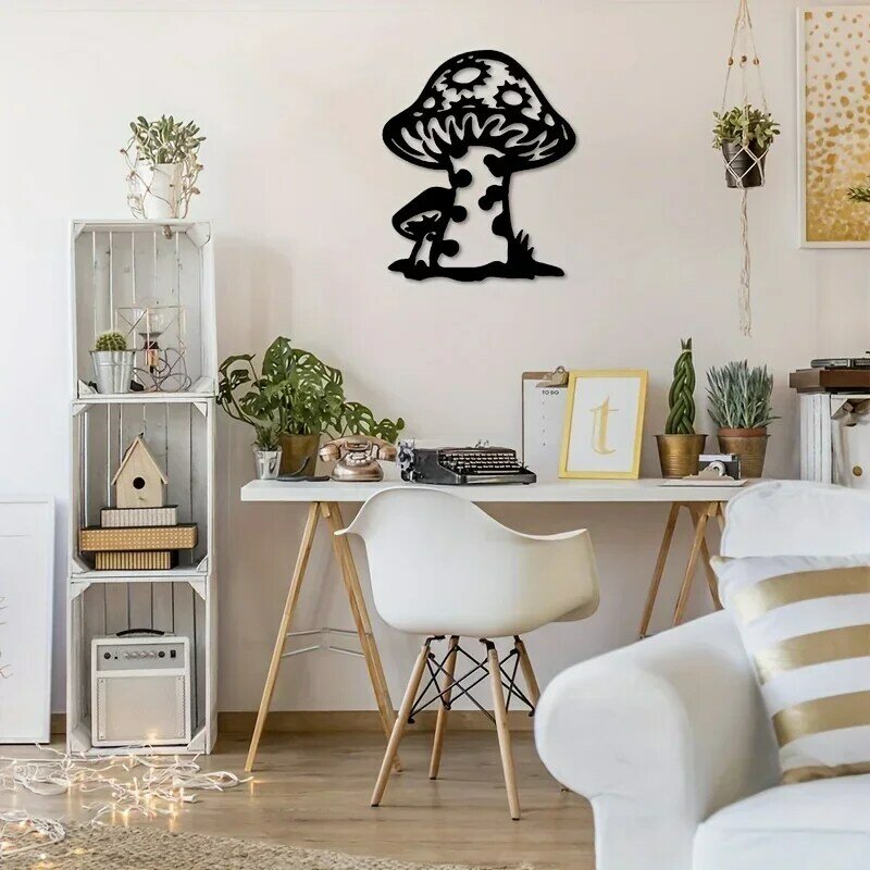 Artigianato fungo giardino esterno arte della parete in metallo, decorazione d'interni in metallo Wall Art Home Office arazzi appesi arte, decorazioni per la casa