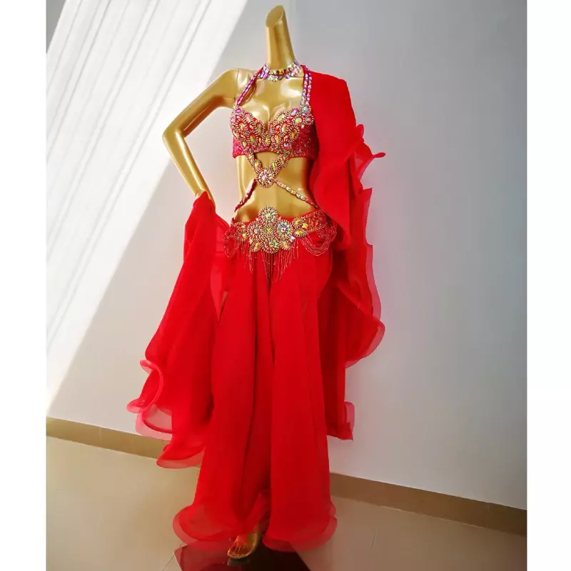 Seksowny taniec brzucha kobiety występy stroje profesjonalny zestaw kostiumów tancerka tancerka Bollywood ubrania taneczne brzucha