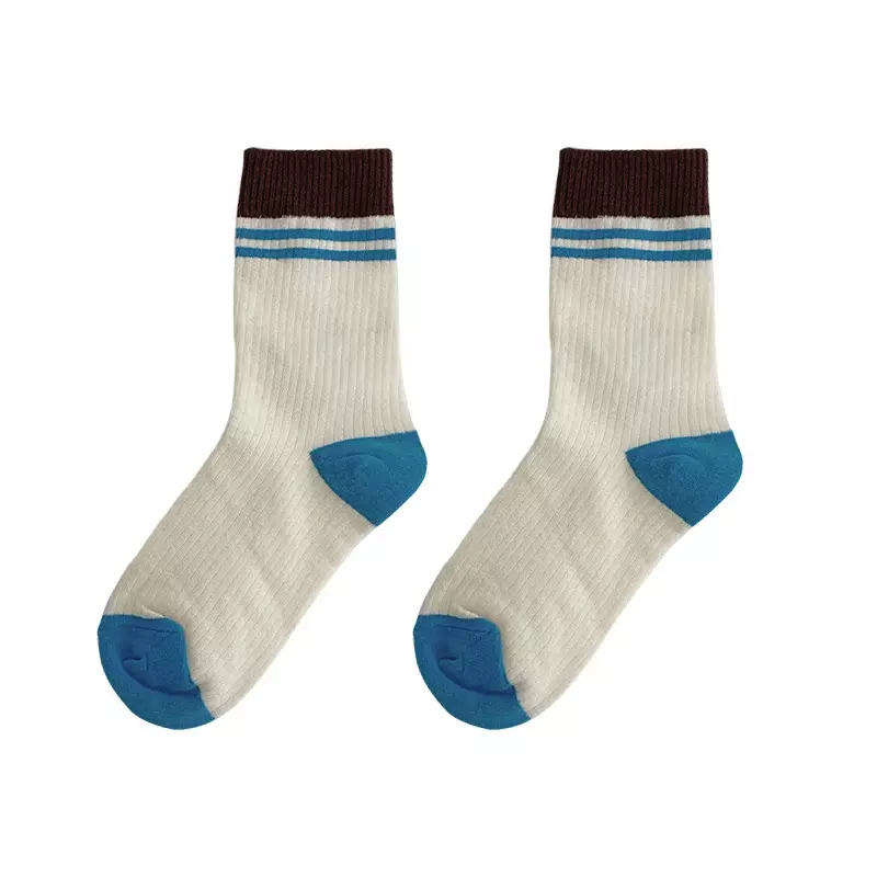 4 Paar Socken für Frauen Retro gemischte Farbe Mode Mädchen gestreifte Socken atmungsaktive lässige Baumwolle Dame Sports ocken setzen einfachen Trend