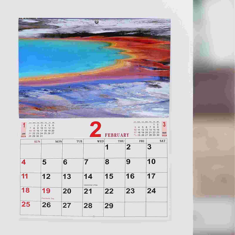 Landscape Photo Calendar Hanging Calendar Holiday 2024 Calendar Planner Hanging Calendar Portable Home Holiday