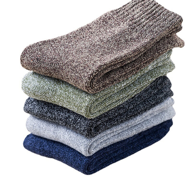 Winter Warm Wool Merino Striped Socks Men Towel Keep Warm Thick Wool Socks Cotton