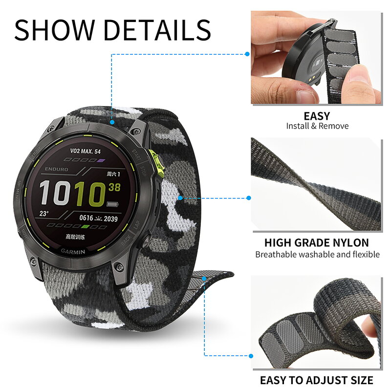 26mm 22mm 20mm Sport Nylon Strap Wristband for Garmin Fenix 7X 7 6X 6 Pro 5X 5 Forerunner 935 Smart Watch Quick Release Bracelet