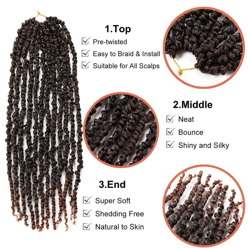 Sambriad Passion Twist Hair 18 Inch Synthetic Crochet Hair Pretwisted Crochet Braids For Black Women Goddess Bohemian Extensions