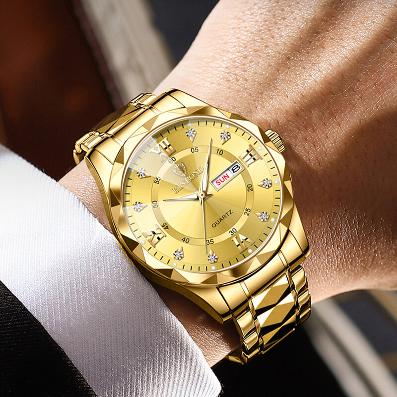 BINBOND-Relógio de luxo masculino, marca superior, relógio de pulso, impermeável, luminoso, data semana, quartzo, alta