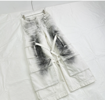 Женские брюки, новинка весны 2024, повседневные длинные брюки с множеством карманов для струйной печати