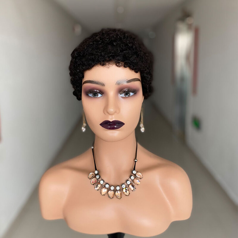 Korte Pixie Cut Pruik Braziliaanse Kinky Krullend Menselijk Haar Pruik Volledige Machine Pruiken Remy Haar Voor Zwarte Vrouwen Krullend Menselijk haar Pruiken