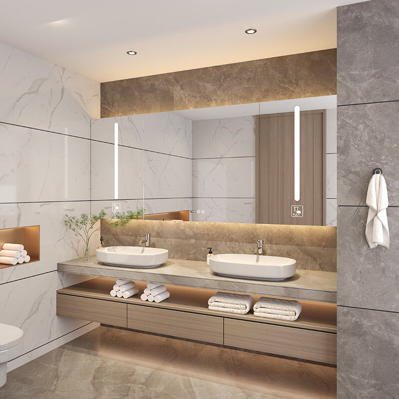 China Foshan Bathroom Vanities Cabinets Hotel Waterproof Bathroom Vanity Wall Mounted LED Mirror Cabinet