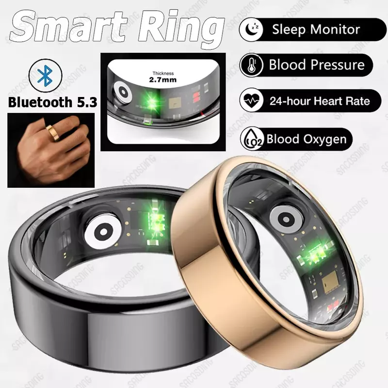 Smart Ring grado militare guscio in acciaio al titanio salute cardiofrequenzimetro IP68 impermeabile modalità Multi-sport anello Smart uomo donna