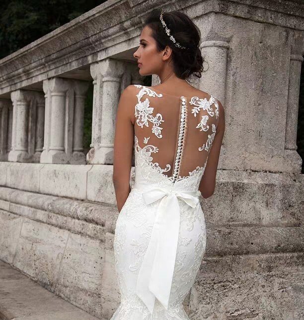 Wedding Dress 2024 Fall New Sexy Deep V-neck Fishtail Lace Backless Wedding Gown