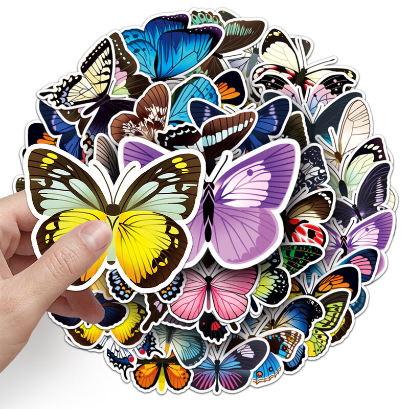 Butterfly Cartoon Adesivos para Decoração, Decalque à prova d'água, DIY, Janela, Guitarra, Motocicleta, Mala, Brinquedos, 10 Pcs, 30 Pcs, 50 Pcs, 108Pcs