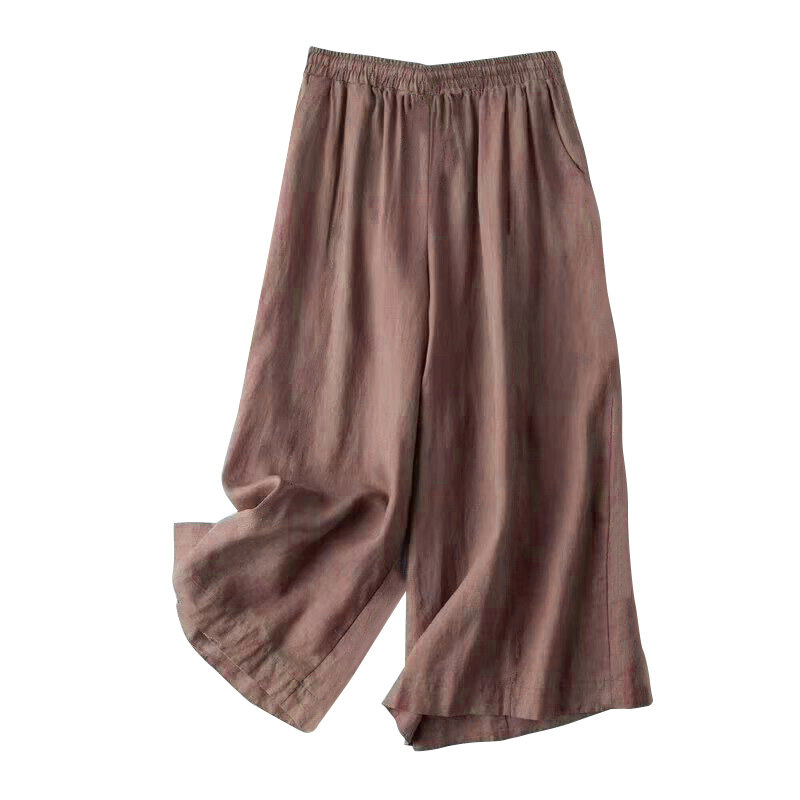 Summer Women Cotton Linen Straight Pants Joggers Casual Soft Baggy Wide Trousers for Women High Waist Office Oversize Pants