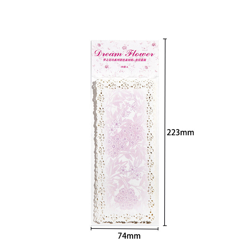 10 peças Memo Dream Flower Workshop Série Art Hollow Lace Edge Tearable Mão Tenda Base de Papel Material Papel 6 modelos