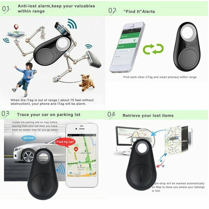 Pelacak kunci GPS cerdas Mini, pencari lokasi kunci nirkabel Bluetooth Anti hilang Alarm perangkat Sensor untuk anak-anak, sepeda kunci anjing peliharaan