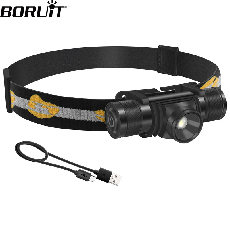 BORUiT D20 Powerful LED Zoom Headlamp Type-C Rechargesble 18650 Headlight Waterproof Head Torch Camping Fishing Lantern