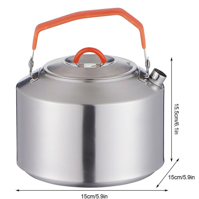1.1/1.6L Camping Water Kettle Stainless Steel Teapot Coffee Pot Ultralight Outdoor Boiling Stovetop Kettles Travel Camping