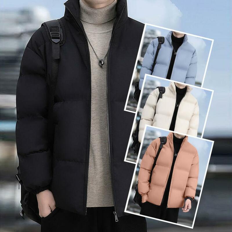 Men Cotton Coat Men Winter Cotton Coat Men's Thickened Padded Cotton Coat with Windproof Heat Retention Stand Collar for Winter