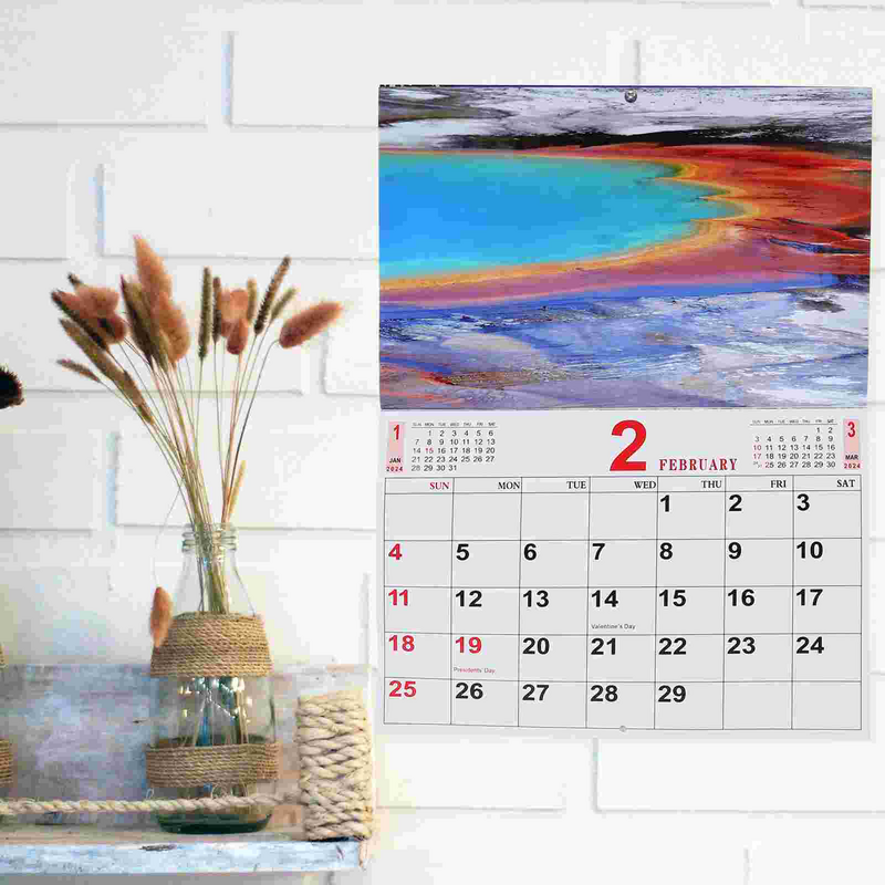 Landscape Photo Calendar Hanging Calendar Holiday 2024 Year Calendar 2024 Schedule Calendar Portable Home Holiday Hanging