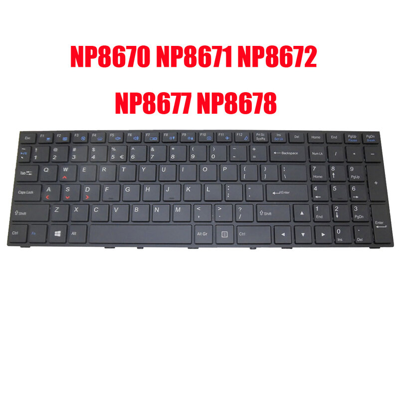 Английская клавиатура для ноутбука США для Sager NP8670, NP8671, NP8672, NP8677, NP8678, P670SA, P670SE, P670SG, P670RE3, P670RG, черная с подсветкой