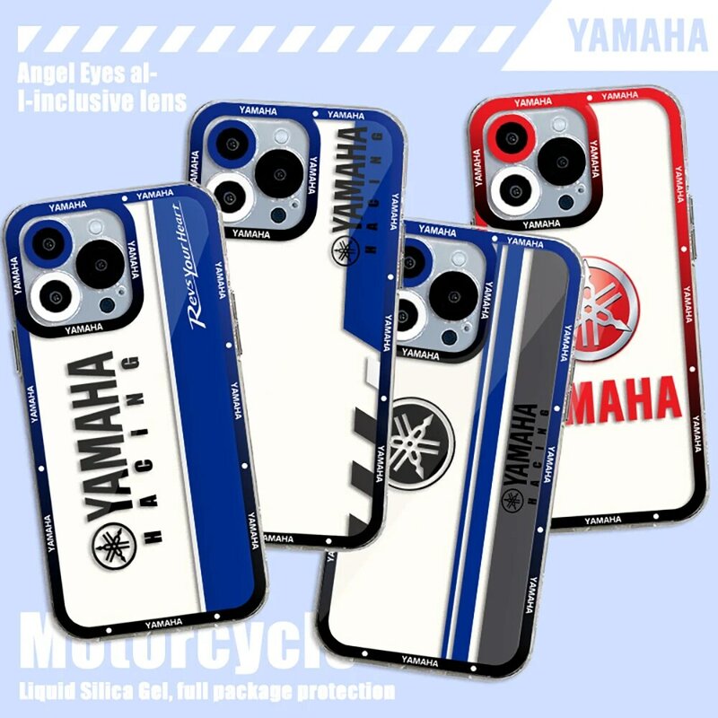 Racing Transparent Cover Phone Case For Motorcycle Y-YamAhaS iPhone 15 14 13 12 11 Mini Pro Max X XR XSMax 6S 6 7 8 Plus SE20