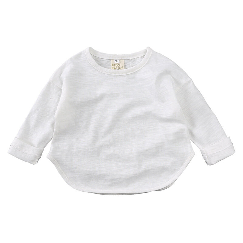 Autumn Boy Girl Baby O-neck Solid Bottoming Shirt Children Simple Casual Long Sleeves T-shirt Kid Cotton Tops Infant Unique Tees