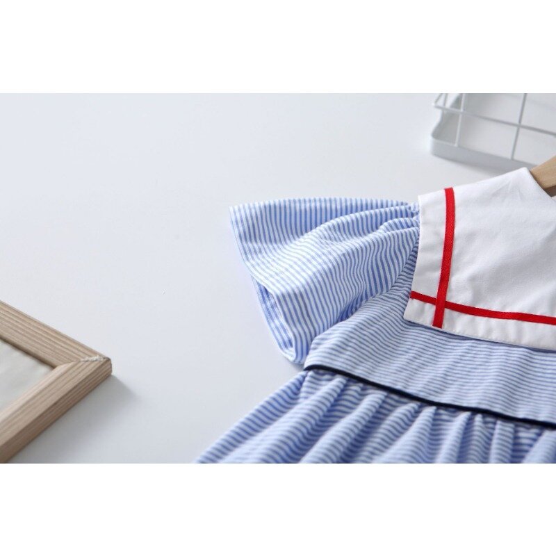 2024 Summer Girls Casual Dresses Girl Skirt Baby Girl Dress All Cotton Stripes Cute Tops Vestidos Japanese Children's Skirts