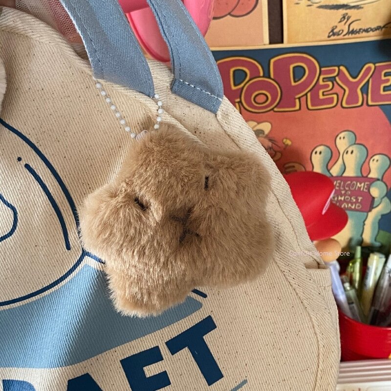 Star capibara peluche bambola cartone animato farcito portachiavi ciondolo borsa auto portachiavi Decor Kawaii Girl Kid Gifts