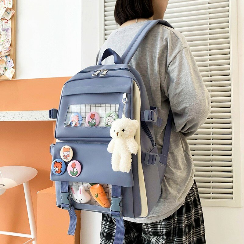 Набор женских рюкзаков Kawaii, модный рюкзак для старшей школы, Холщовый школьный рюкзак для девочек-подростков, школьные рюкзаки на плечо для ...