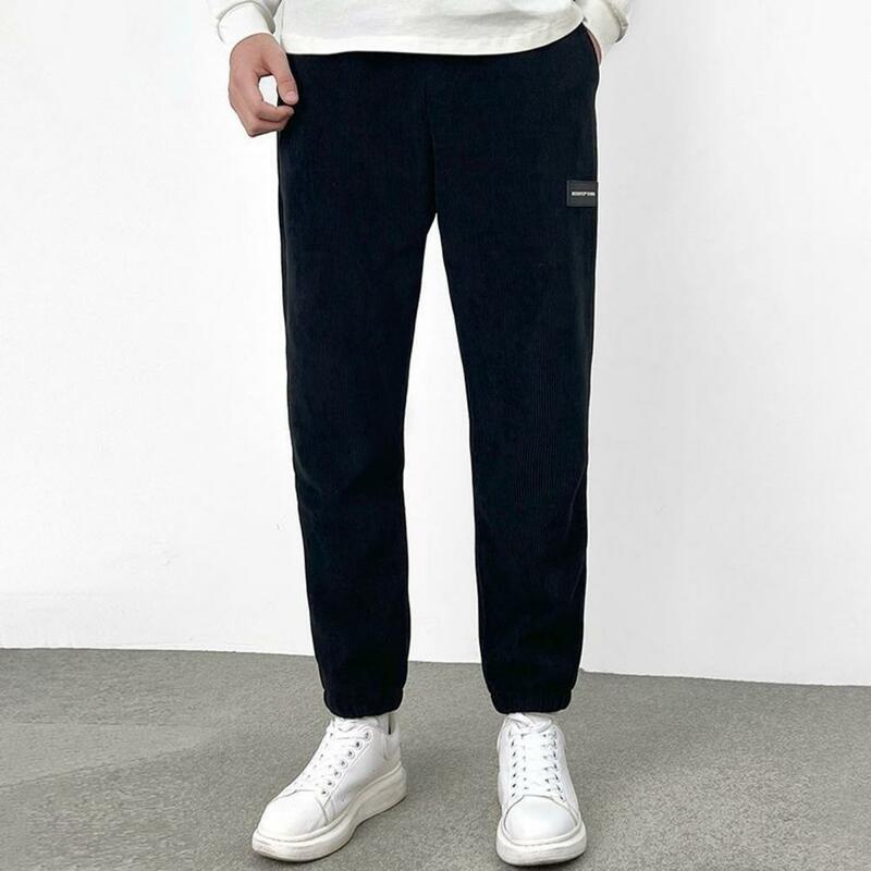 Men Track Pants Men's Thickened Plush Wide Leg Sweatpants with Drawstring Elastic Waist Pockets for Fall Winter Warmth Men